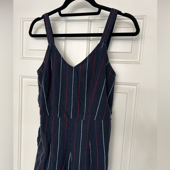 Universal Thread Navy Pinstriped Wide Leg Sleeveless Jumpsuit - Picture 2 of 9